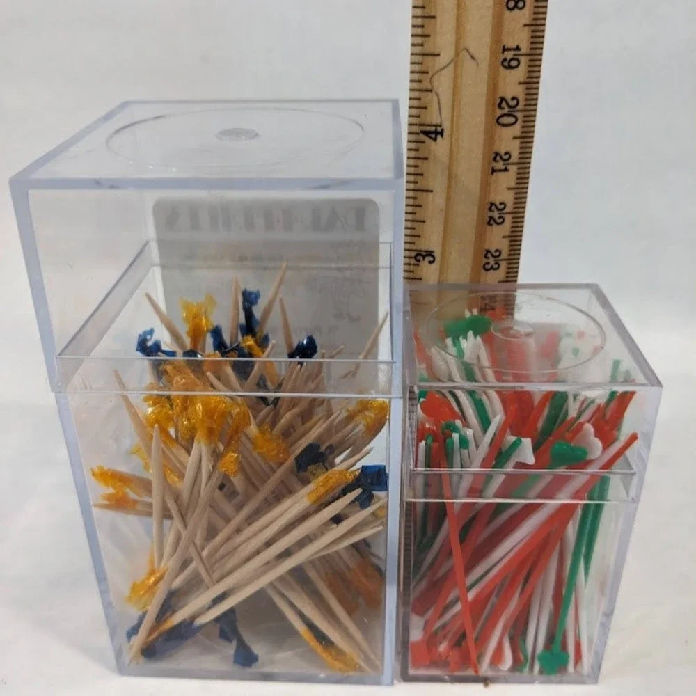 Vintage Soodhalter Plastics Part-T-Frills & 4-Aces Cocktail Picks Set MCM Party‎